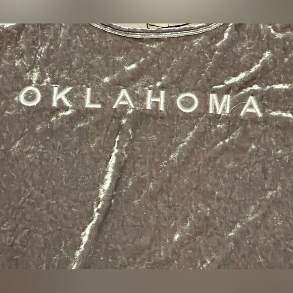 Livy LU Oklahoma Gray Crushed Velvet Womens Size Small Oversized Long Sleeve Top - Picture 6 of 6